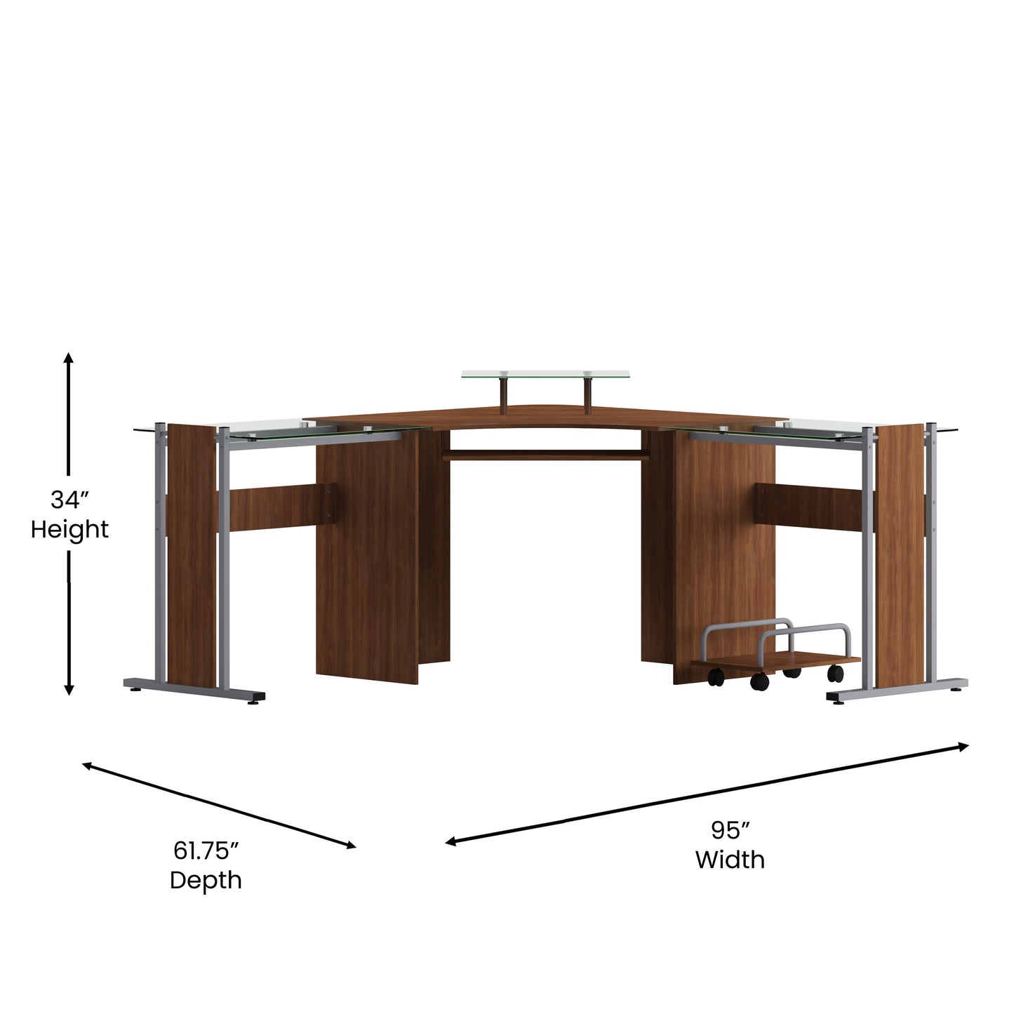 Teakwood Corner Desk/CPU Cart NAN-WK-105-GG