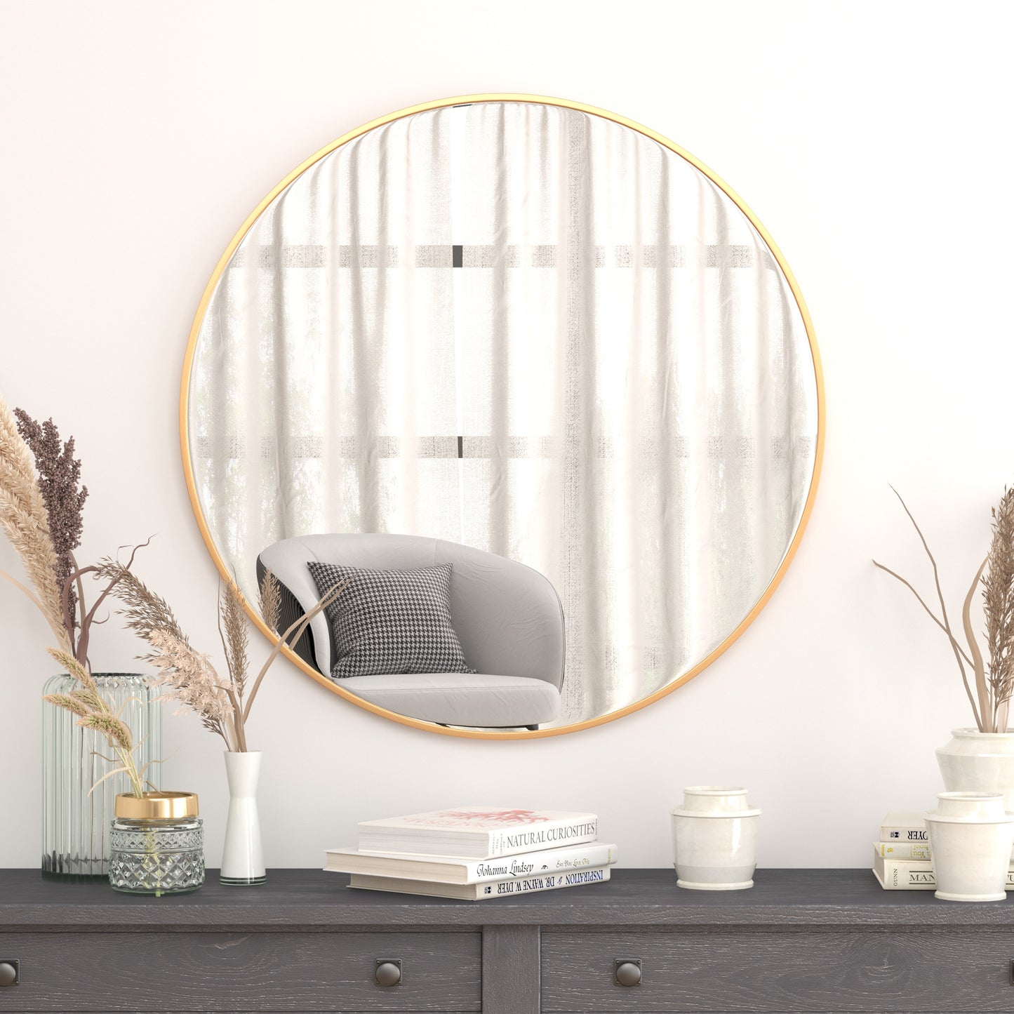 Gold 36" Round Wall Mirror RH-M003-RD91BB-GD-GG