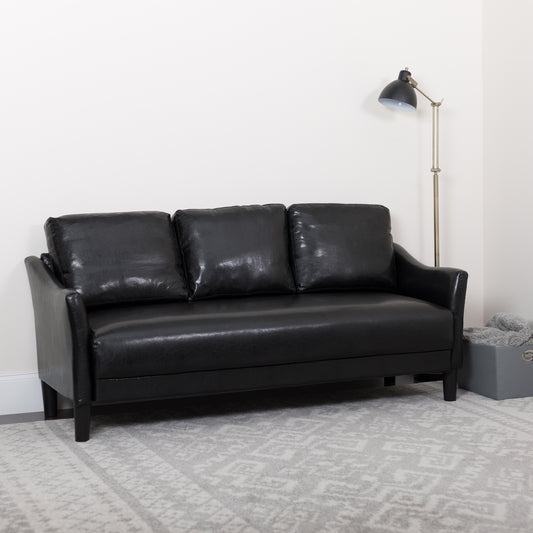 Black Leather Sofa SL-SF915-3-BLK-GG