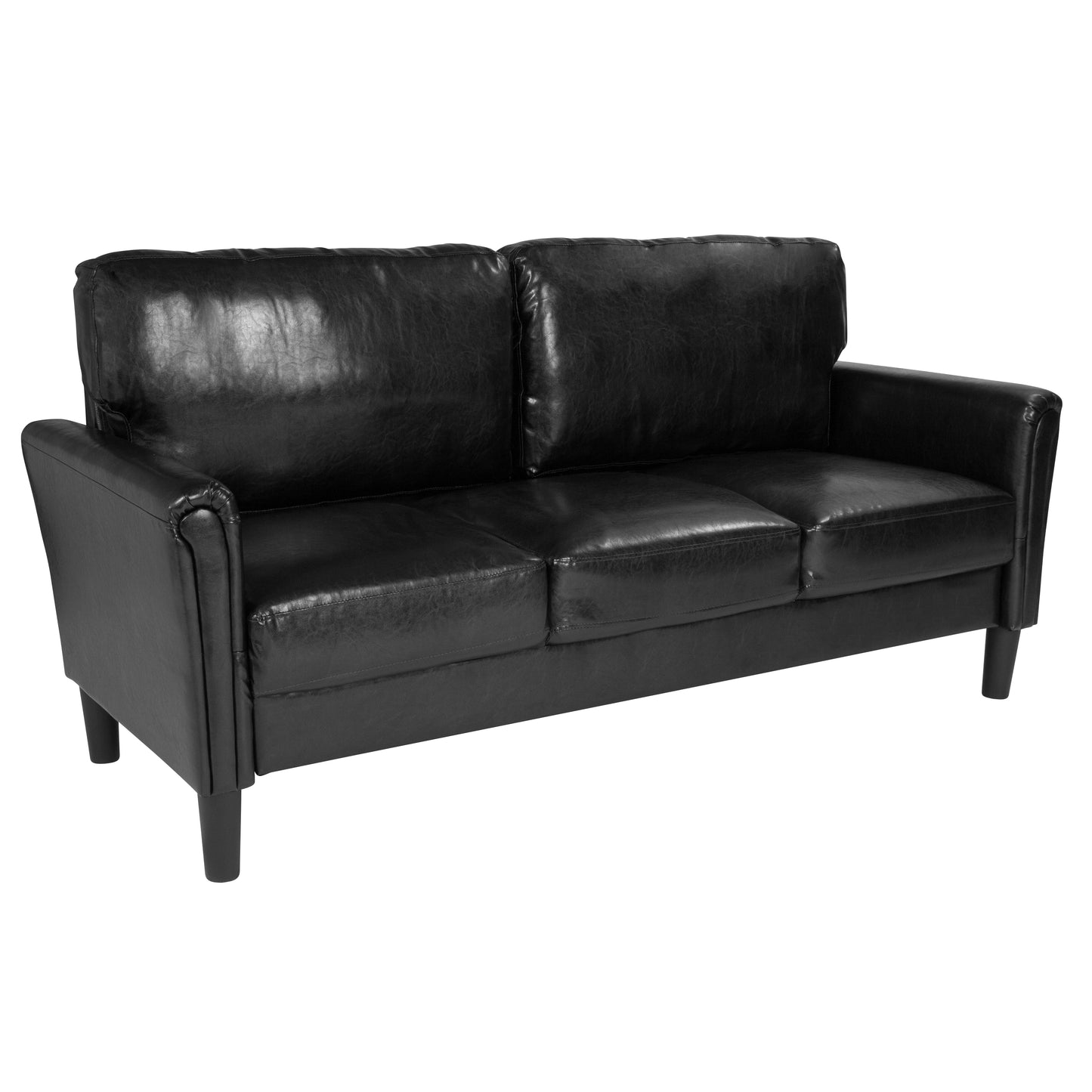 Black Leather Sofa SL-SF920-3-BLK-GG