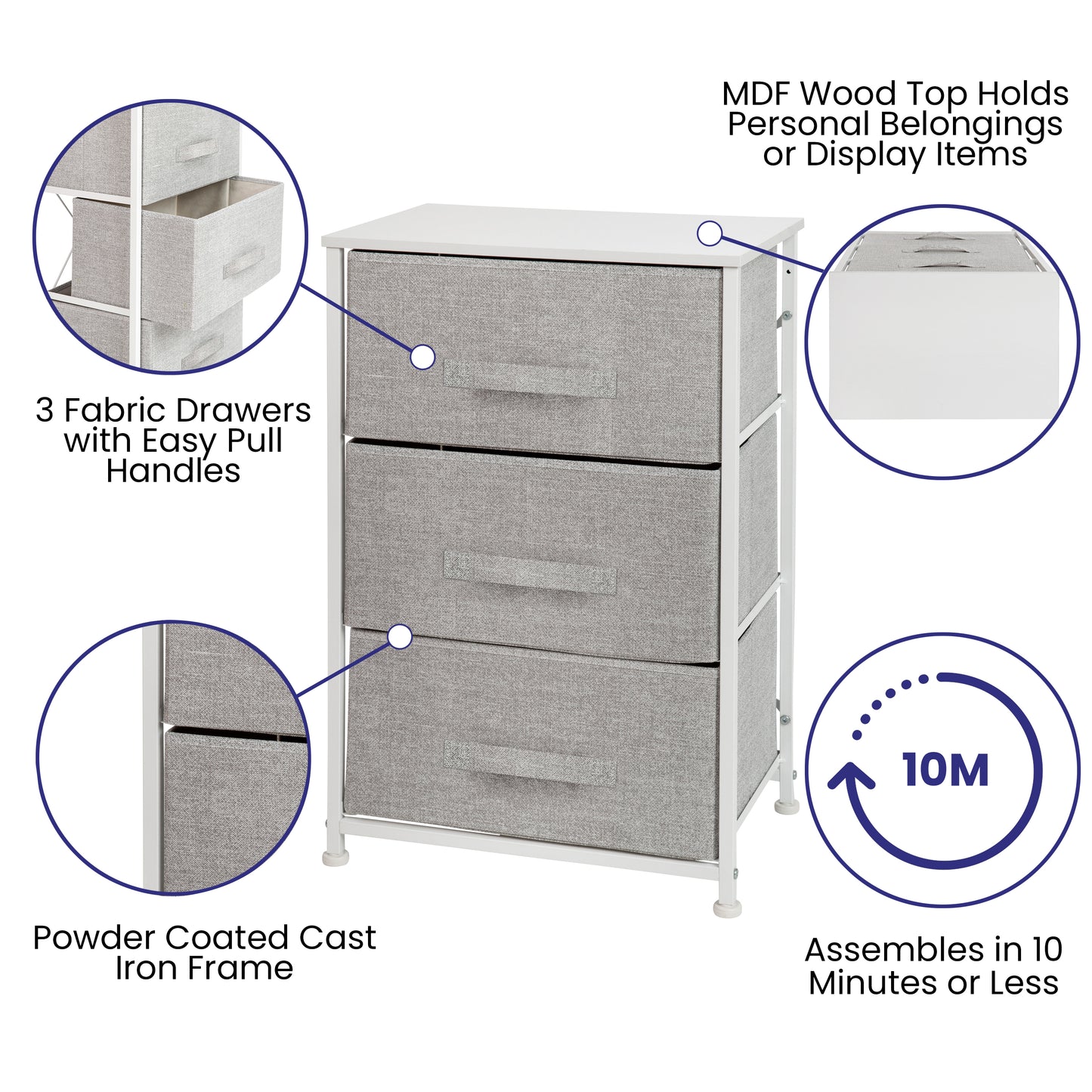 White/Gray Tall Organizer WX-5L203