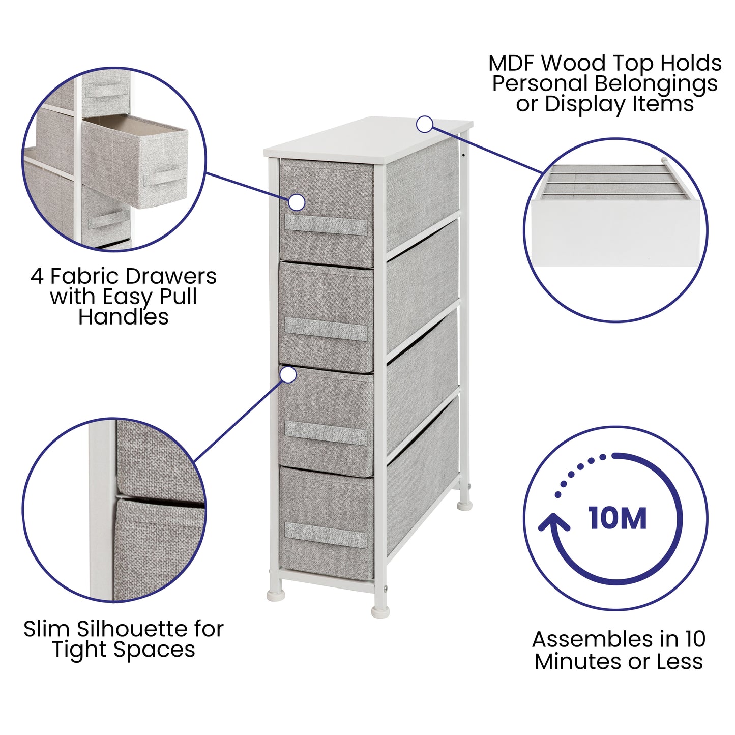 White/Gray Tall Organizer WX-5L203