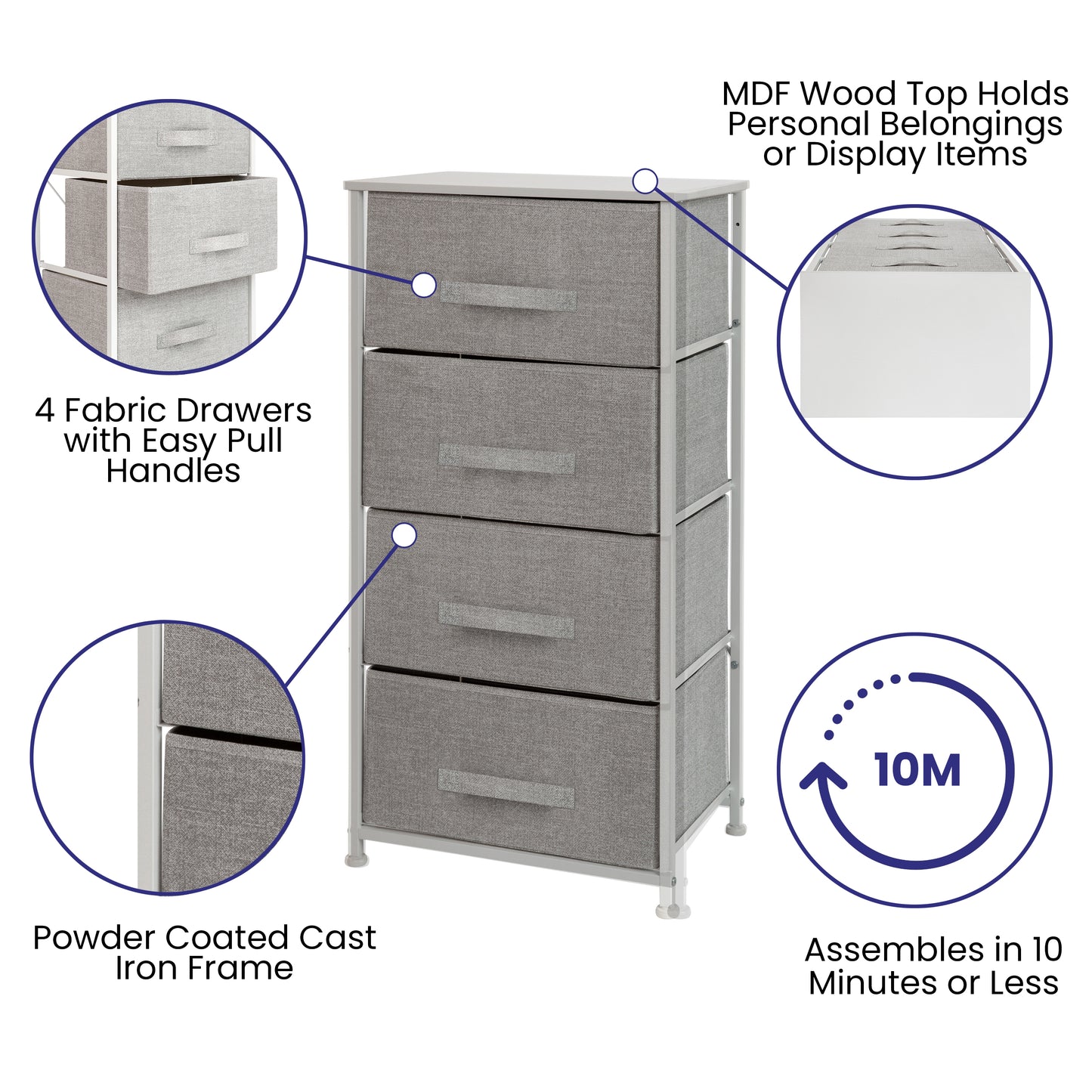 White/Gray Tall Organizer WX-5L203