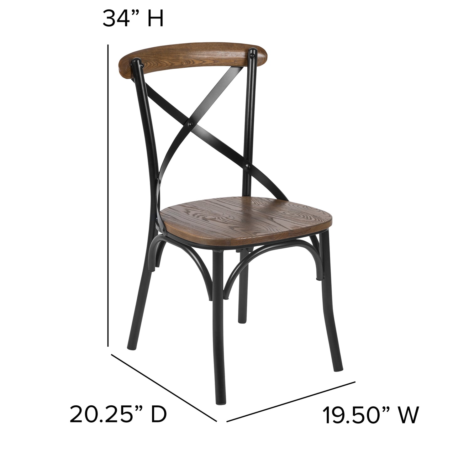 Black X-Back Dining Chair X-BACK-METAL-FW