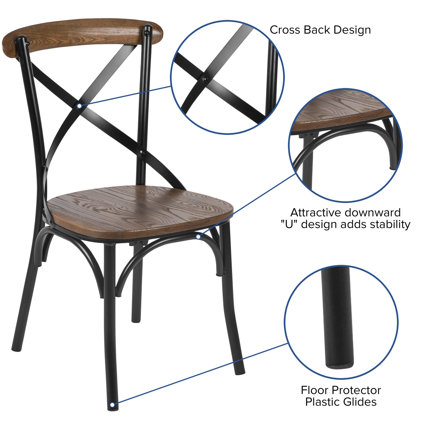 Black X-Back Dining Chair X-BACK-METAL-FW