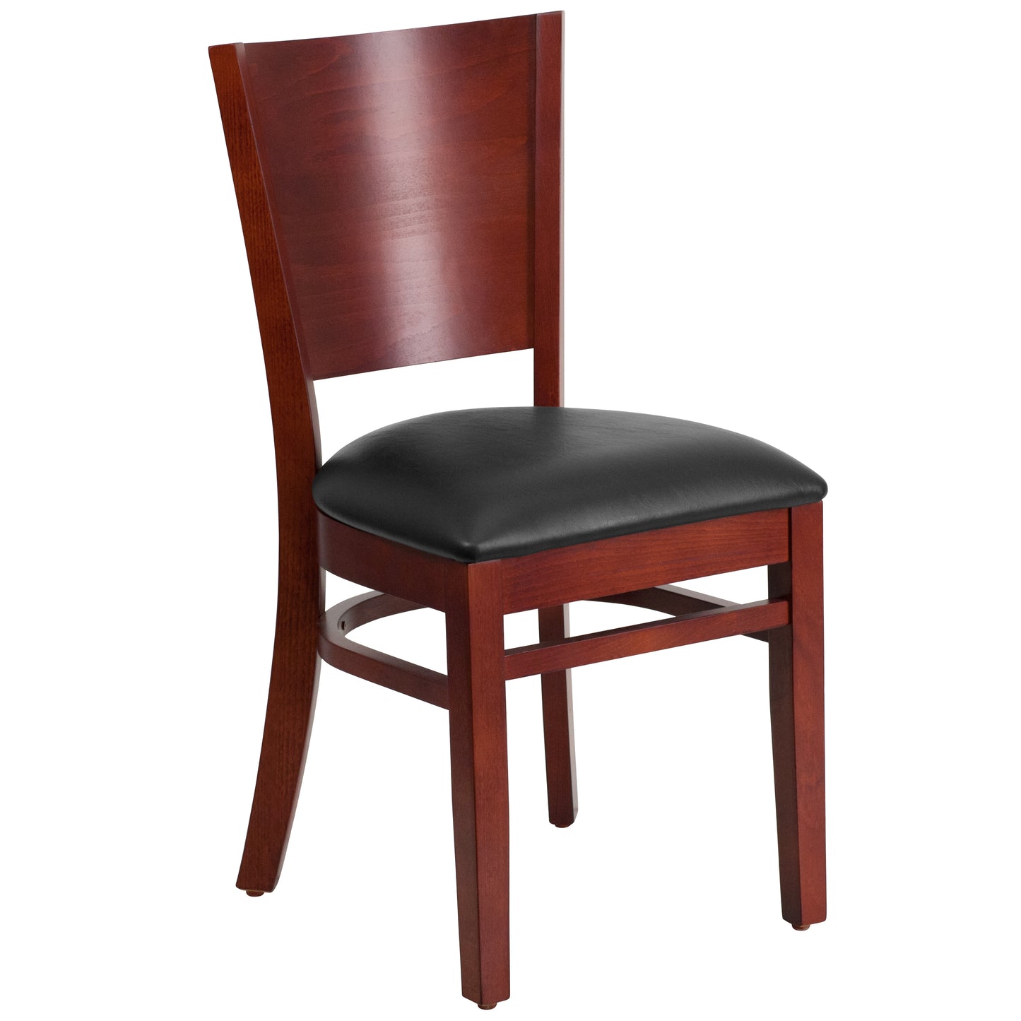 Mahogany and Walnut Wood Dining Chair with Vinyl Upholstery