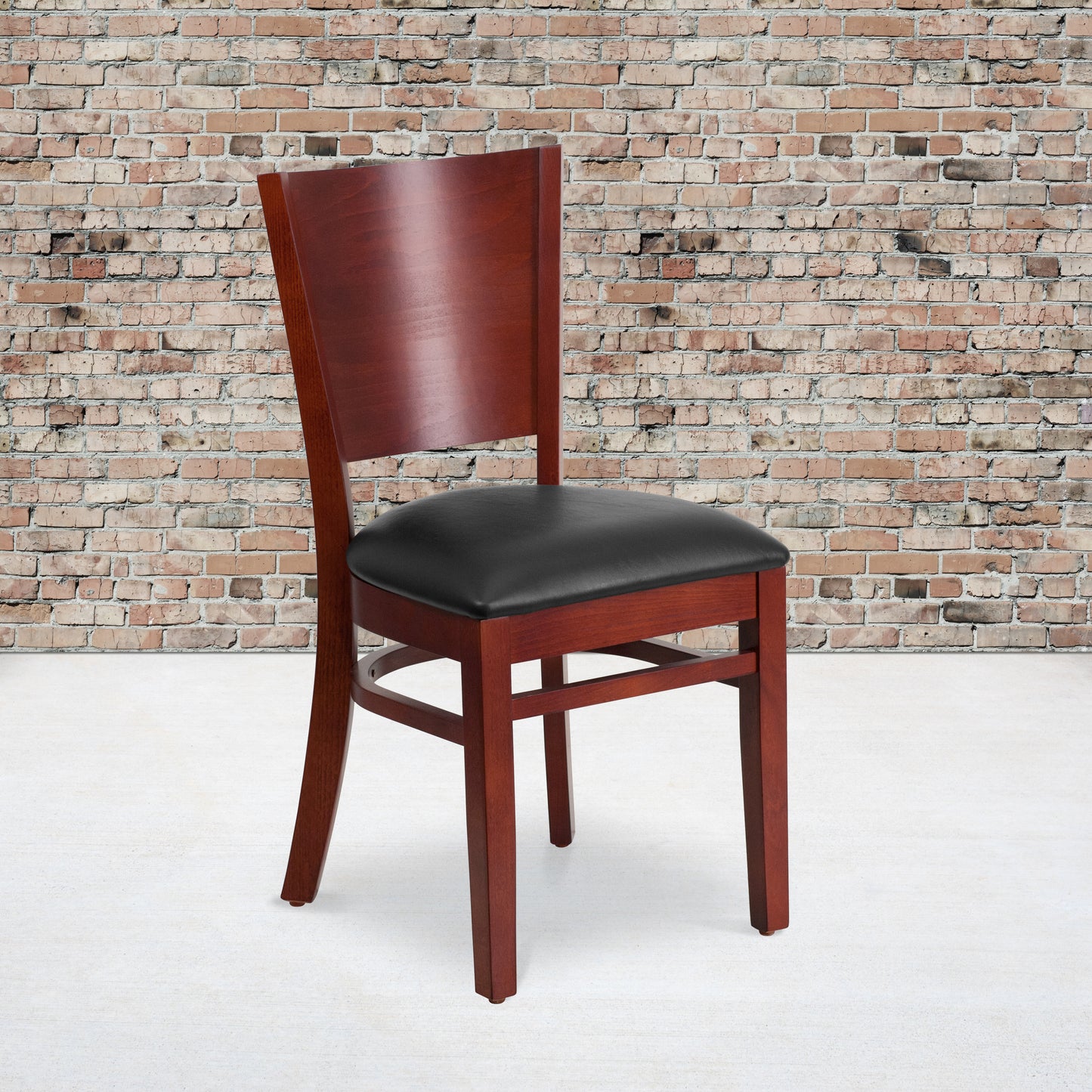 Mahogany and Walnut Wood Dining Chair with Vinyl Upholstery