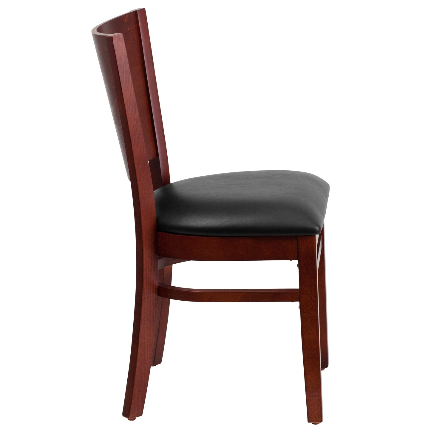 Mahogany and Walnut Wood Dining Chair with Vinyl Upholstery