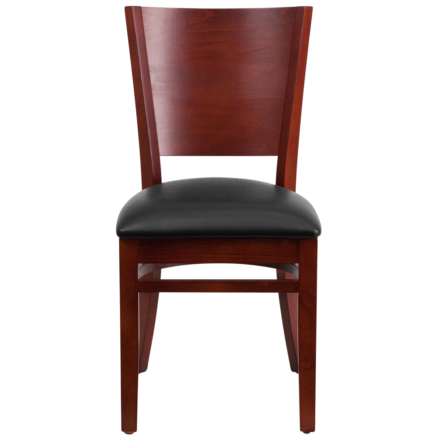 Mahogany and Walnut Wood Dining Chair with Vinyl Upholstery