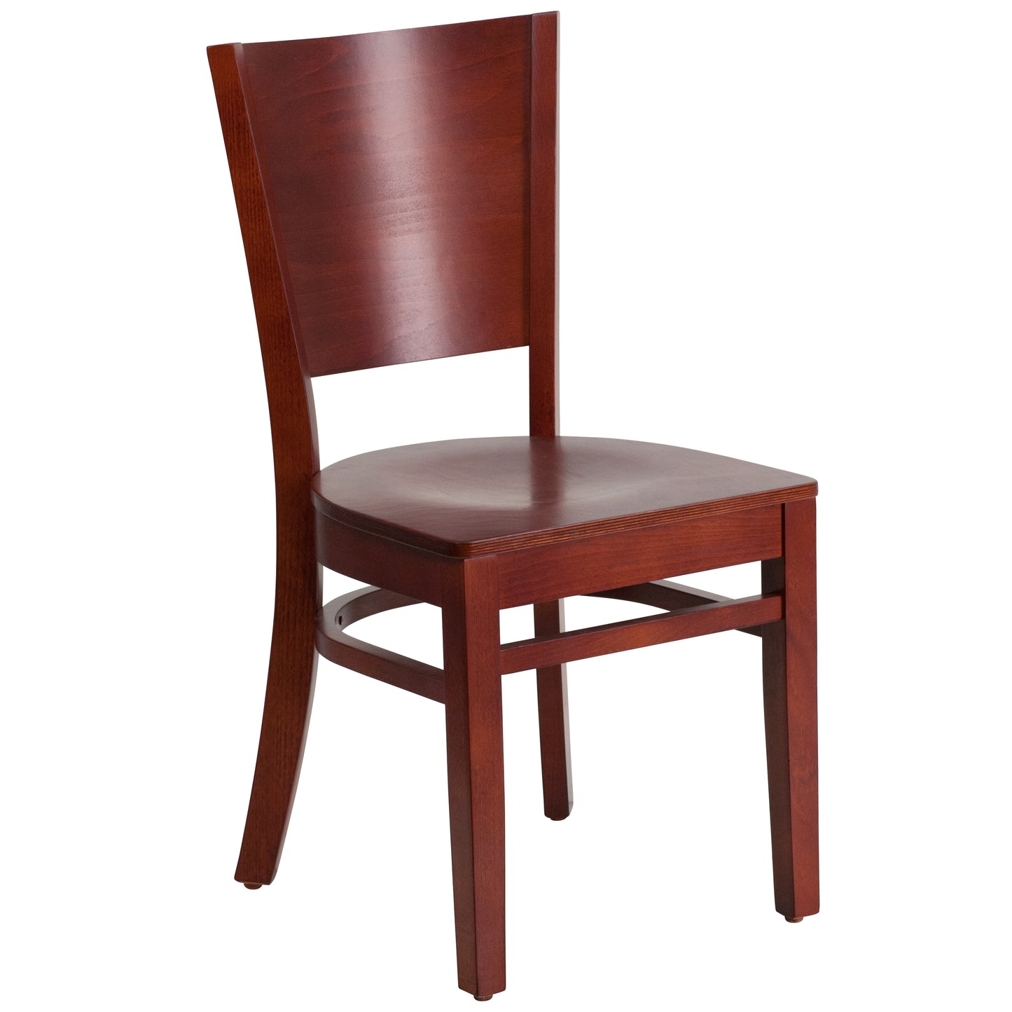 Mahogany and Walnut Wood Dining Chair with Vinyl Upholstery