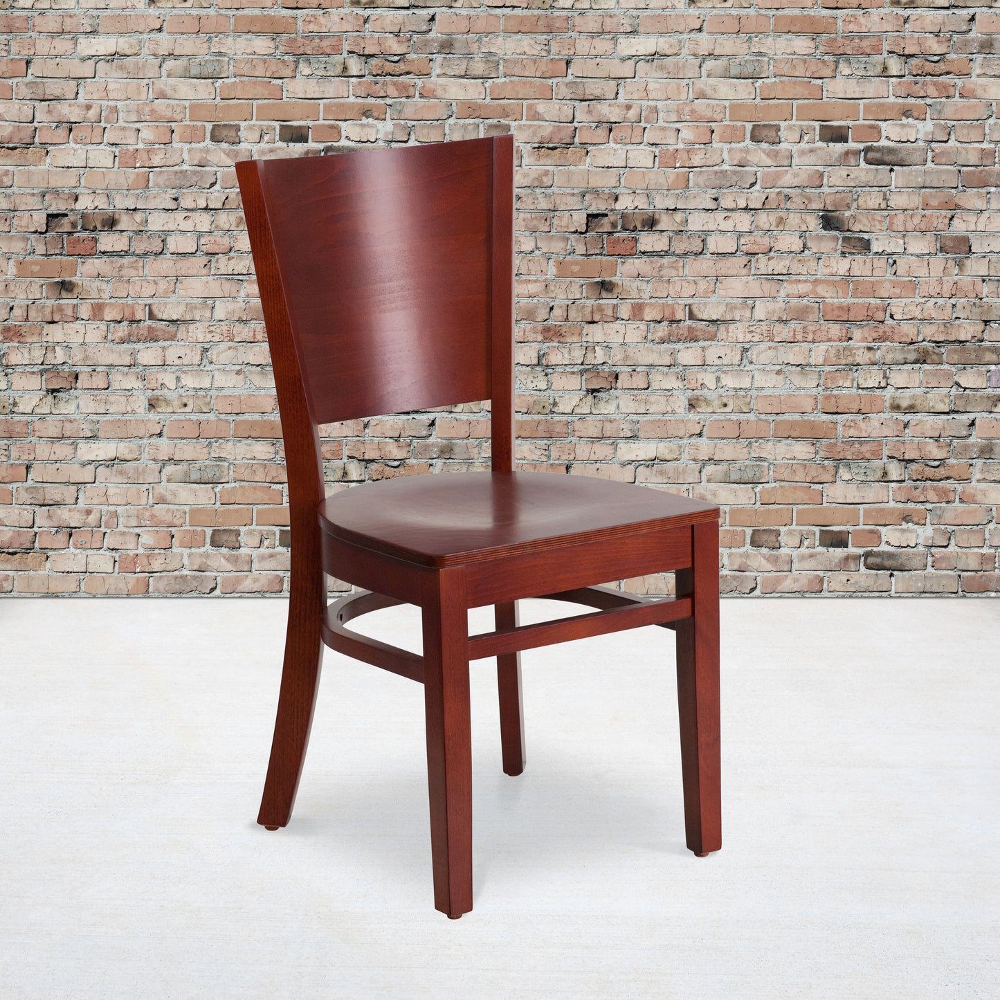 Mahogany and Walnut Wood Dining Chair with Vinyl Upholstery