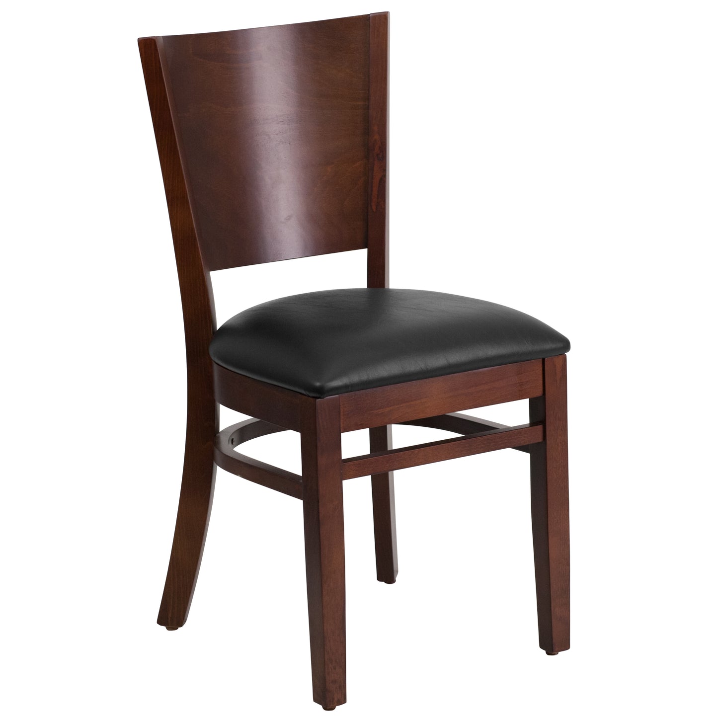 Mahogany and Walnut Wood Dining Chair with Vinyl Upholstery