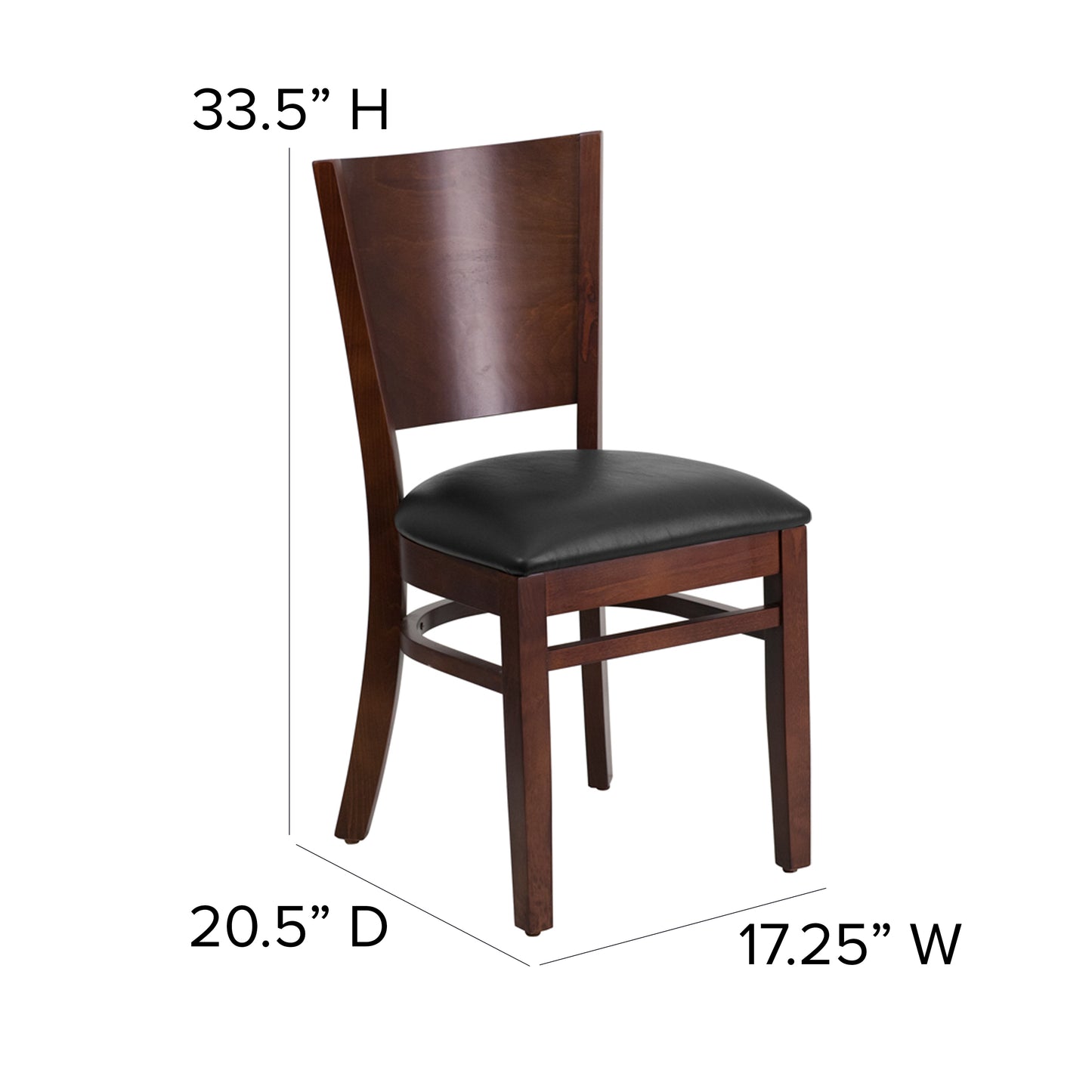 Mahogany and Walnut Wood Dining Chair with Vinyl Upholstery