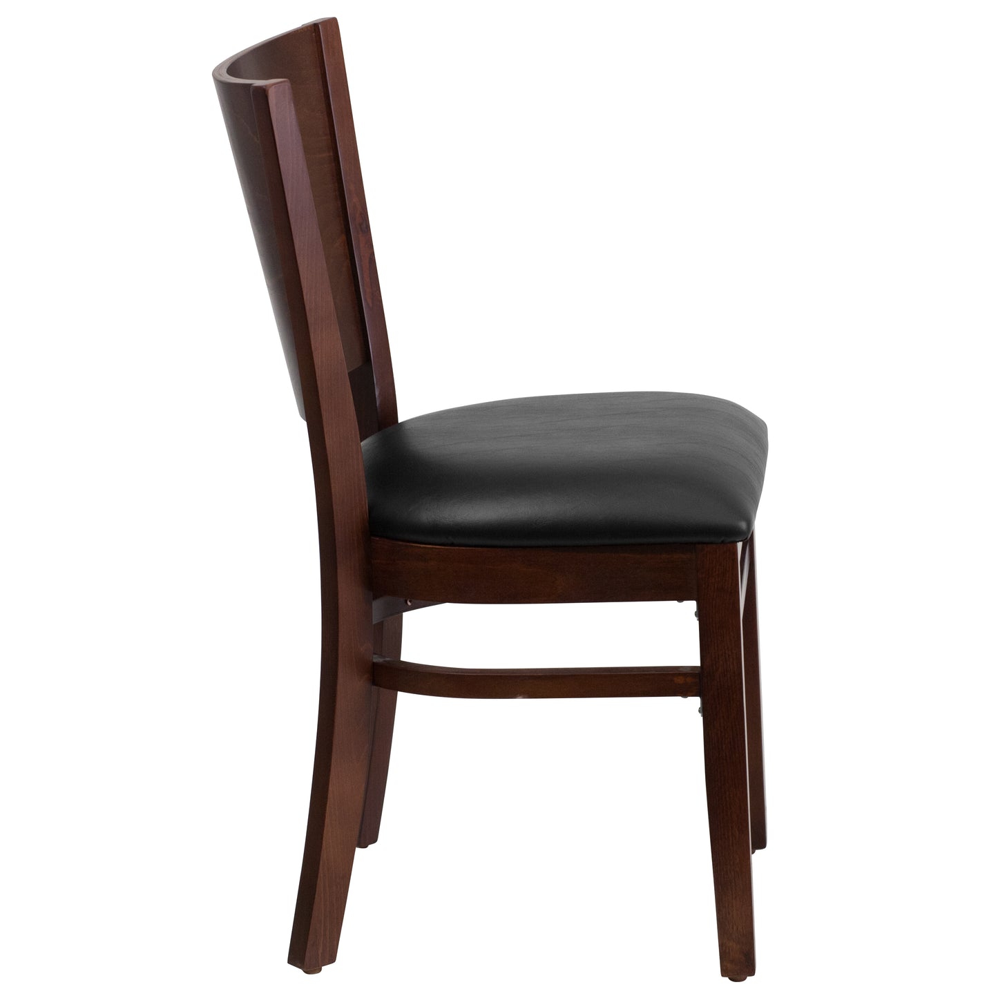 Mahogany and Walnut Wood Dining Chair with Vinyl Upholstery