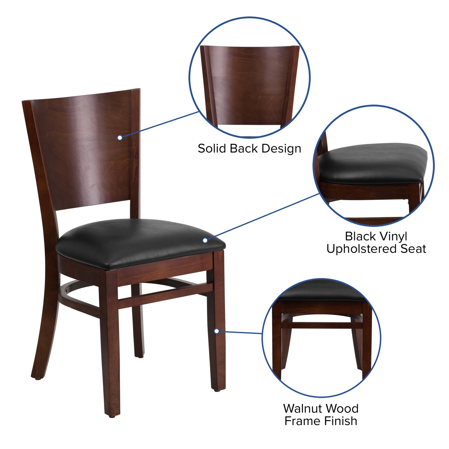 Mahogany and Walnut Wood Dining Chair with Vinyl Upholstery