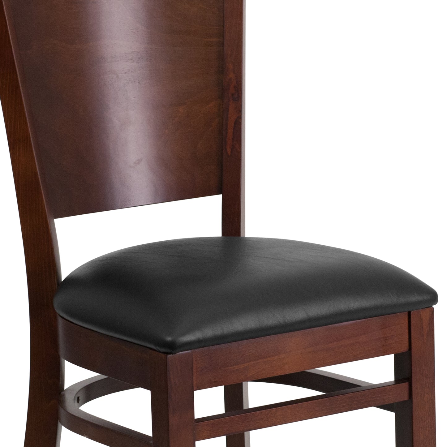 Mahogany and Walnut Wood Dining Chair with Vinyl Upholstery