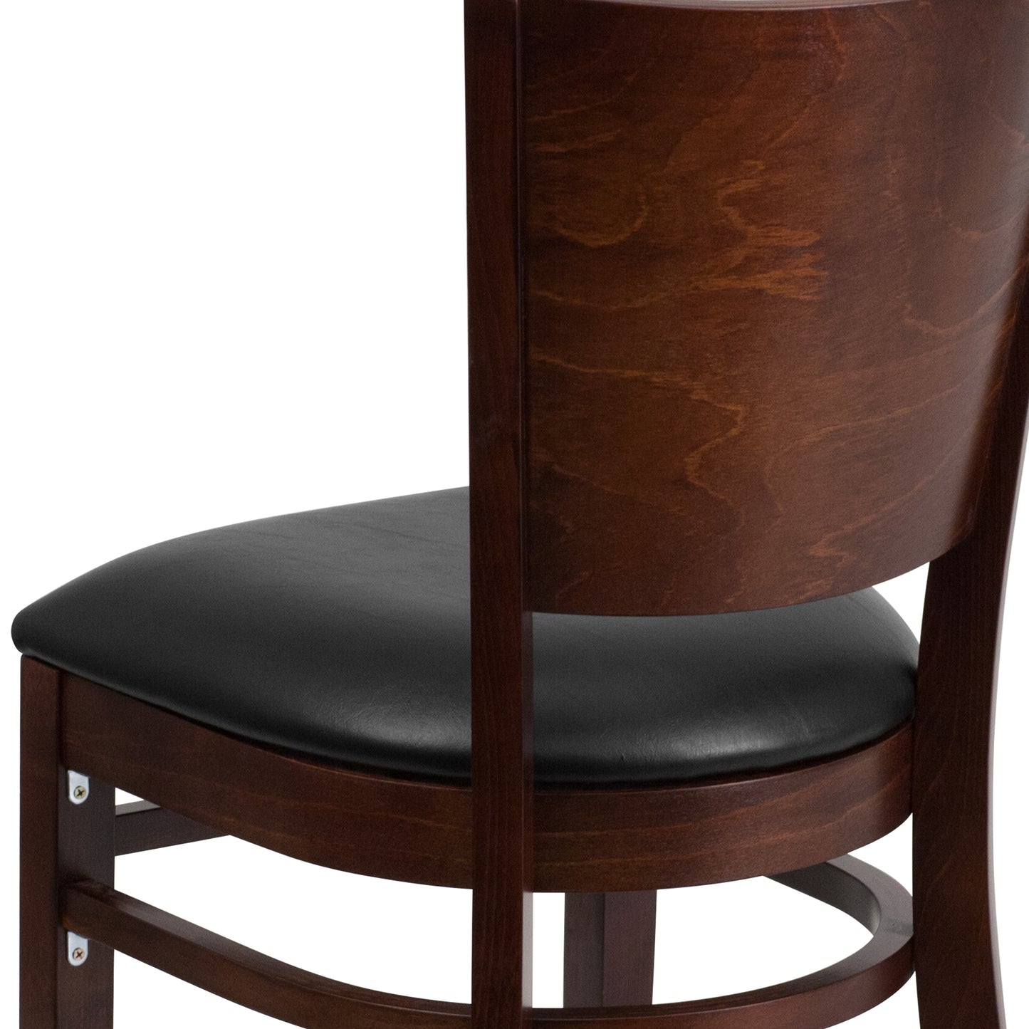 Mahogany and Walnut Wood Dining Chair with Vinyl Upholstery