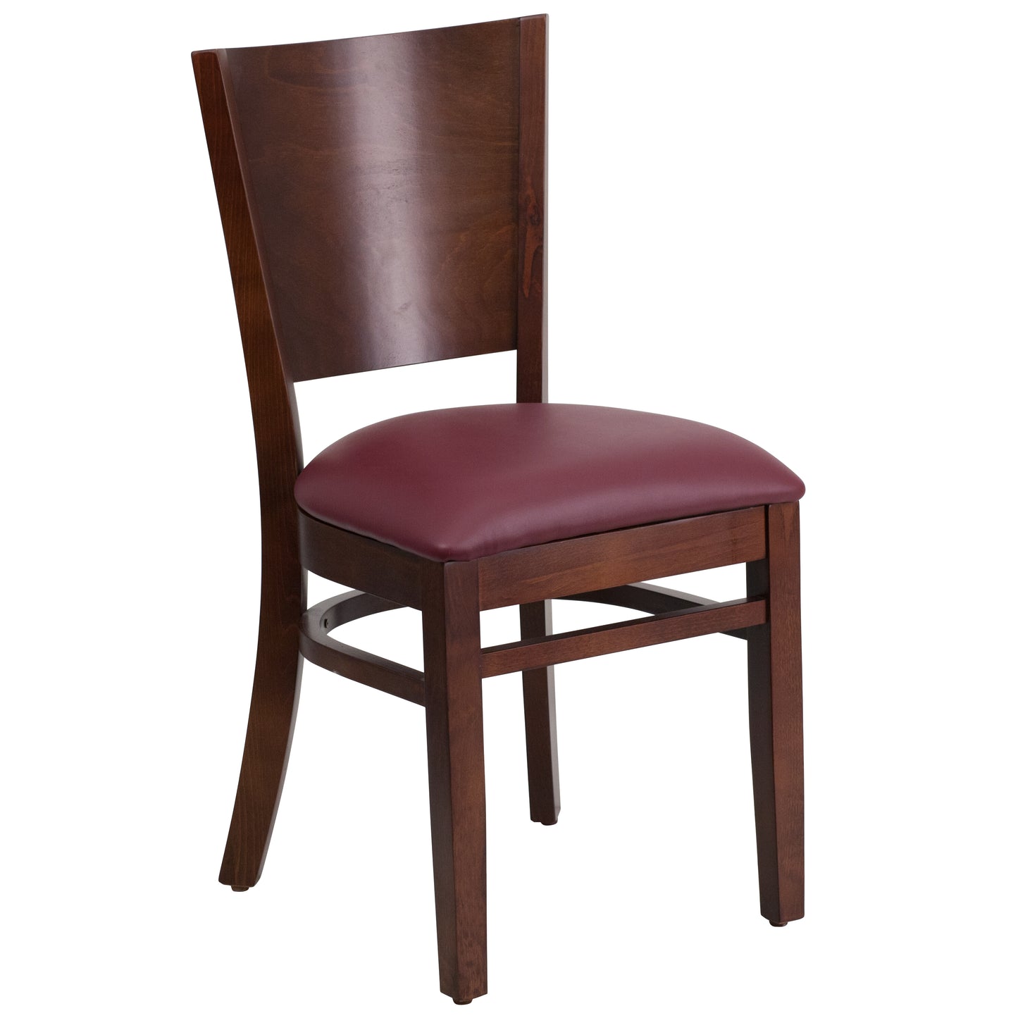 Mahogany and Walnut Wood Dining Chair with Vinyl Upholstery