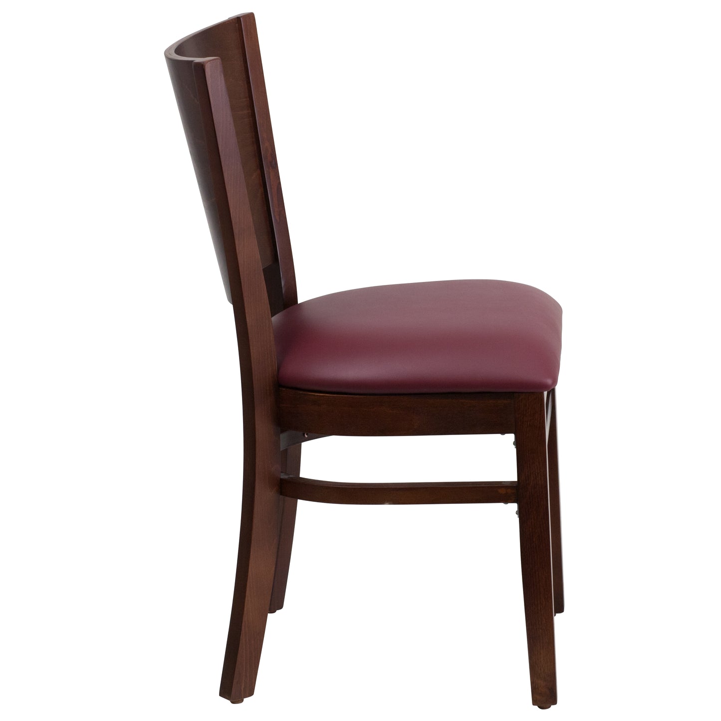 Mahogany and Walnut Wood Dining Chair with Vinyl Upholstery