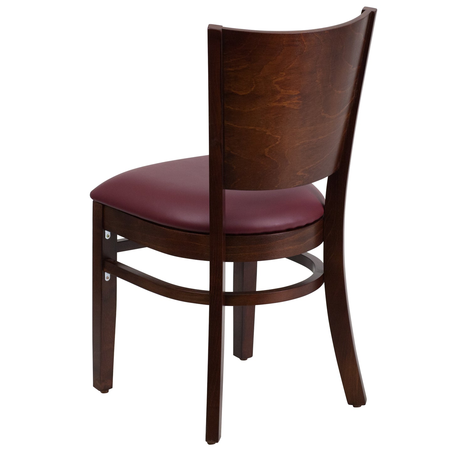 Mahogany and Walnut Wood Dining Chair with Vinyl Upholstery