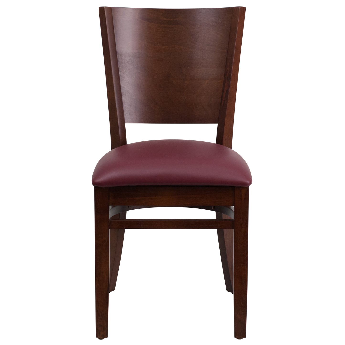 Mahogany and Walnut Wood Dining Chair with Vinyl Upholstery