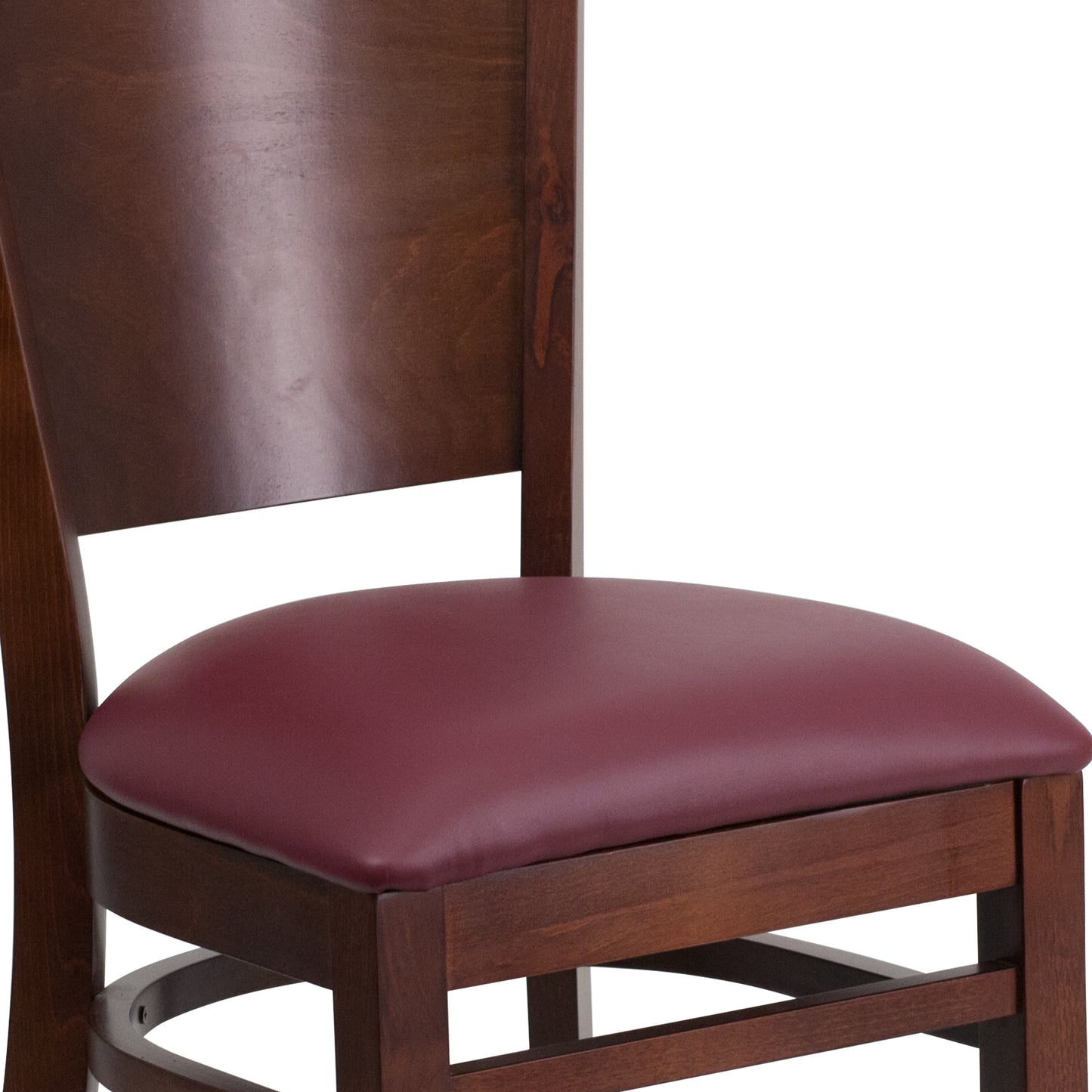 Mahogany and Walnut Wood Dining Chair with Vinyl Upholstery