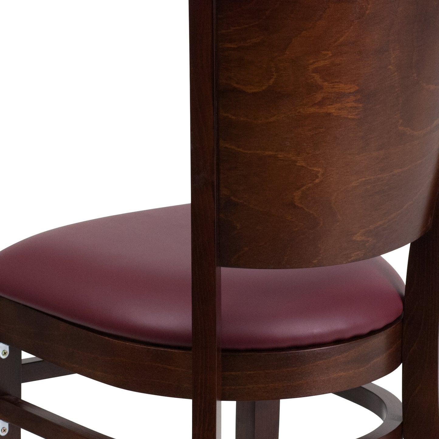 Mahogany and Walnut Wood Dining Chair with Vinyl Upholstery