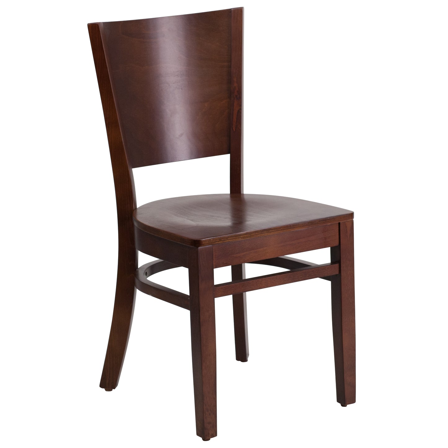 Mahogany and Walnut Wood Dining Chair with Vinyl Upholstery