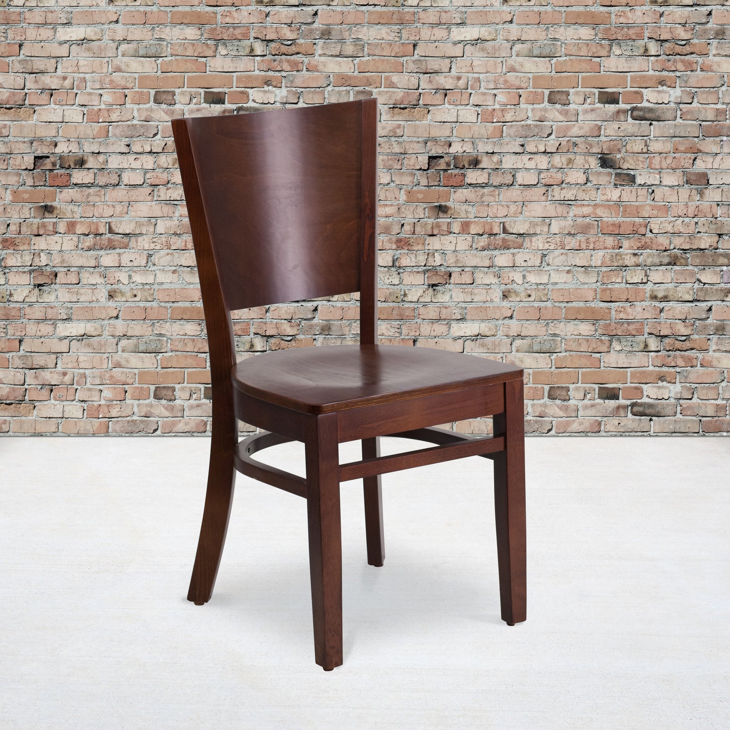 Mahogany and Walnut Wood Dining Chair with Vinyl Upholstery