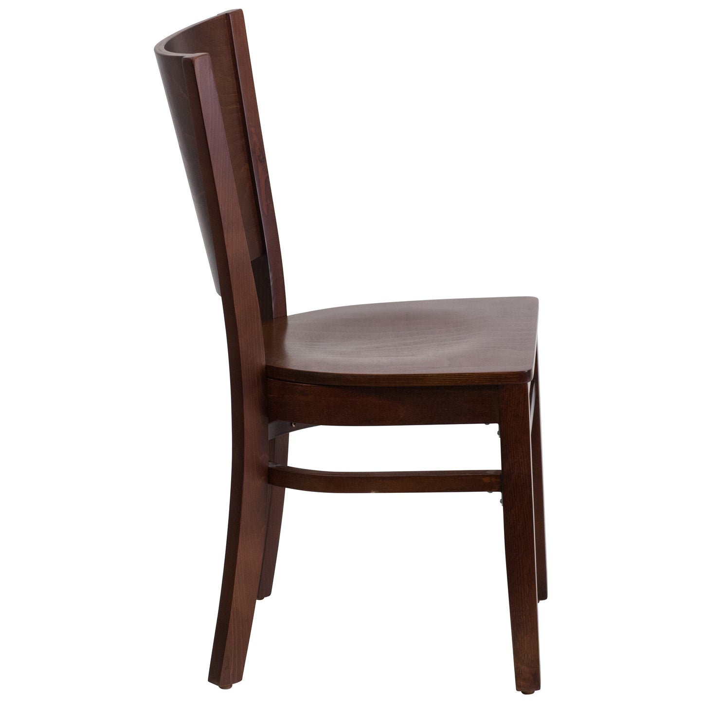 Mahogany and Walnut Wood Dining Chair with Vinyl Upholstery