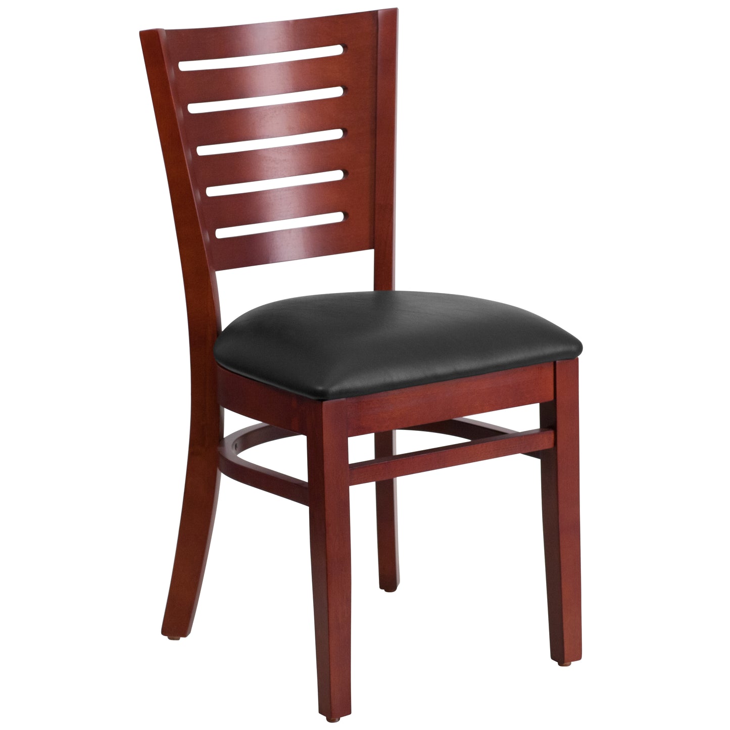 Mahogany and Walnut Wood Dining Chair with Vinyl Upholstery