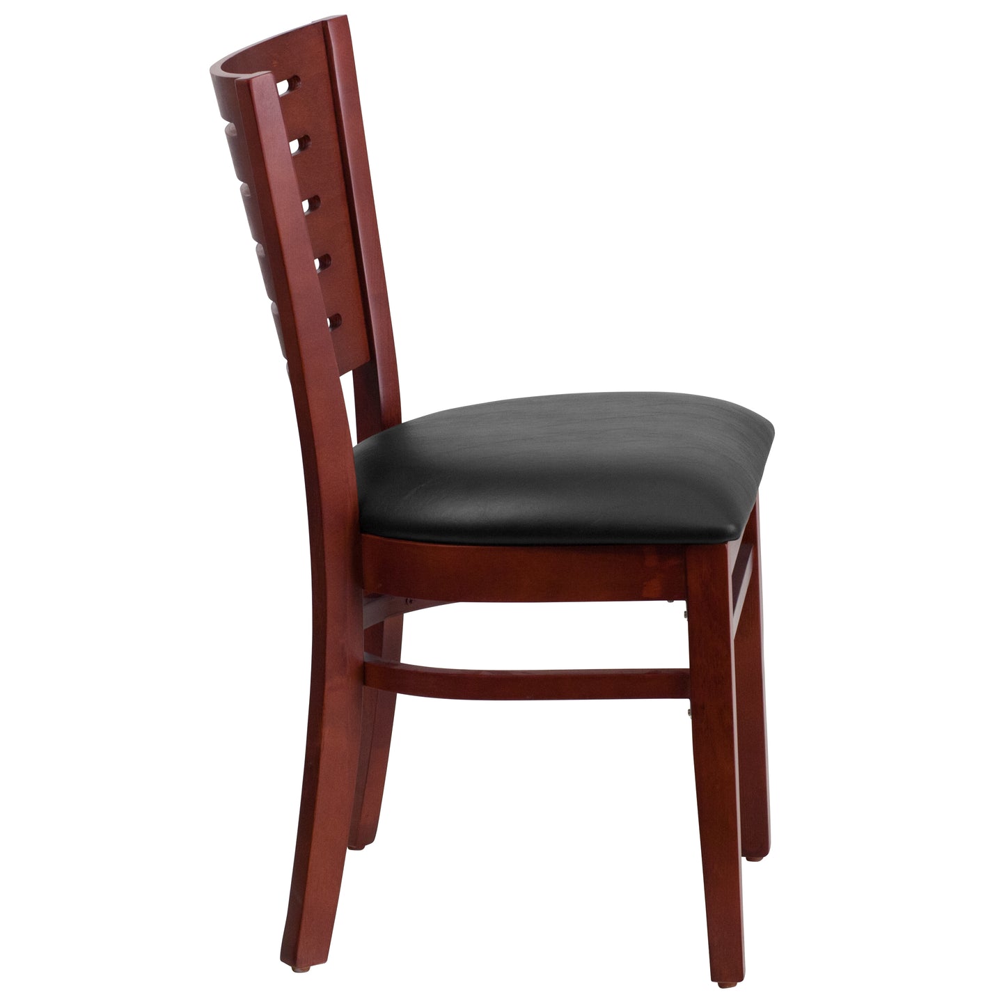 Mahogany and Walnut Wood Dining Chair with Vinyl Upholstery