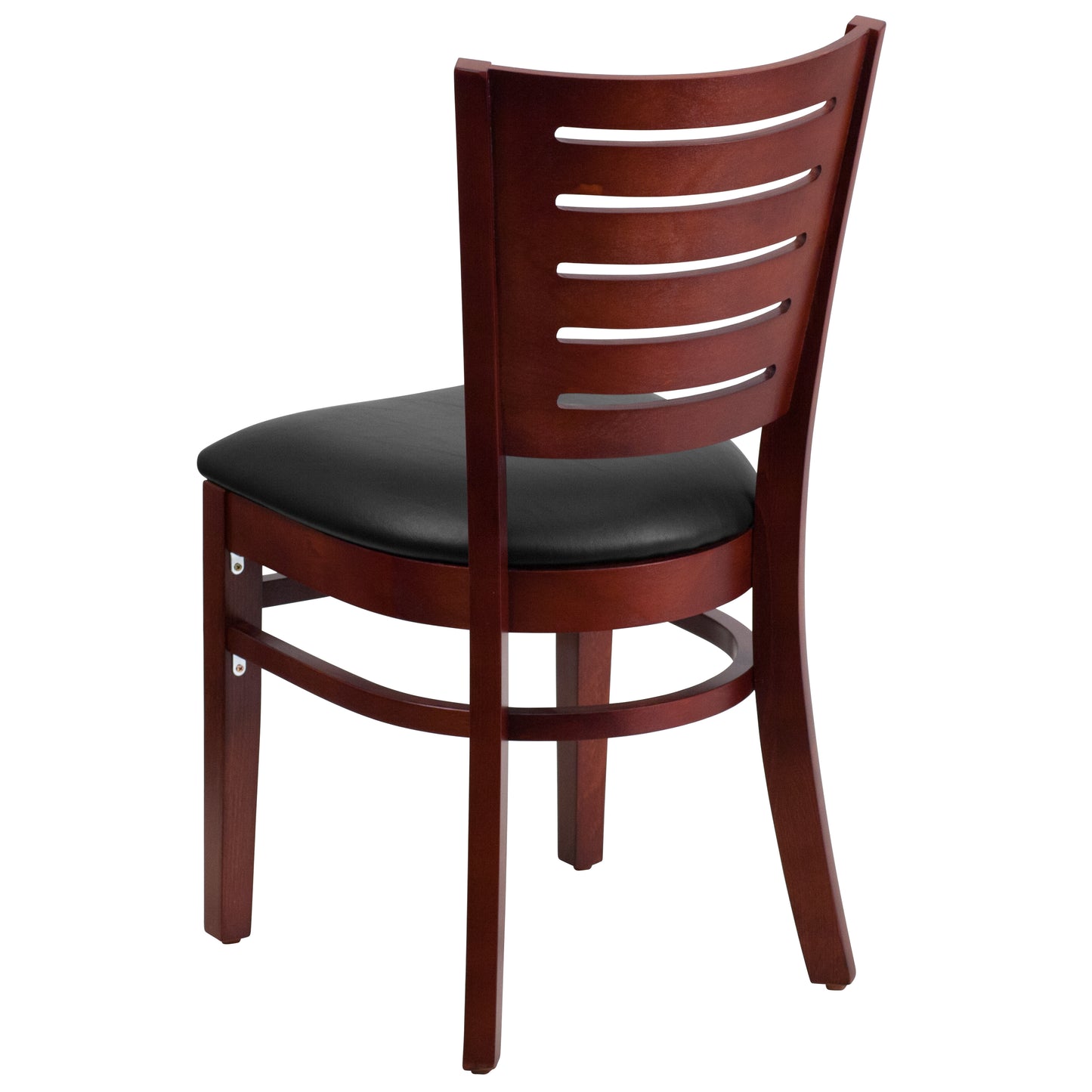 Mahogany and Walnut Wood Dining Chair with Vinyl Upholstery