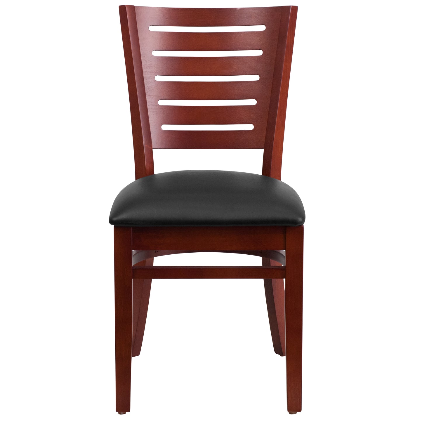 Mahogany and Walnut Wood Dining Chair with Vinyl Upholstery