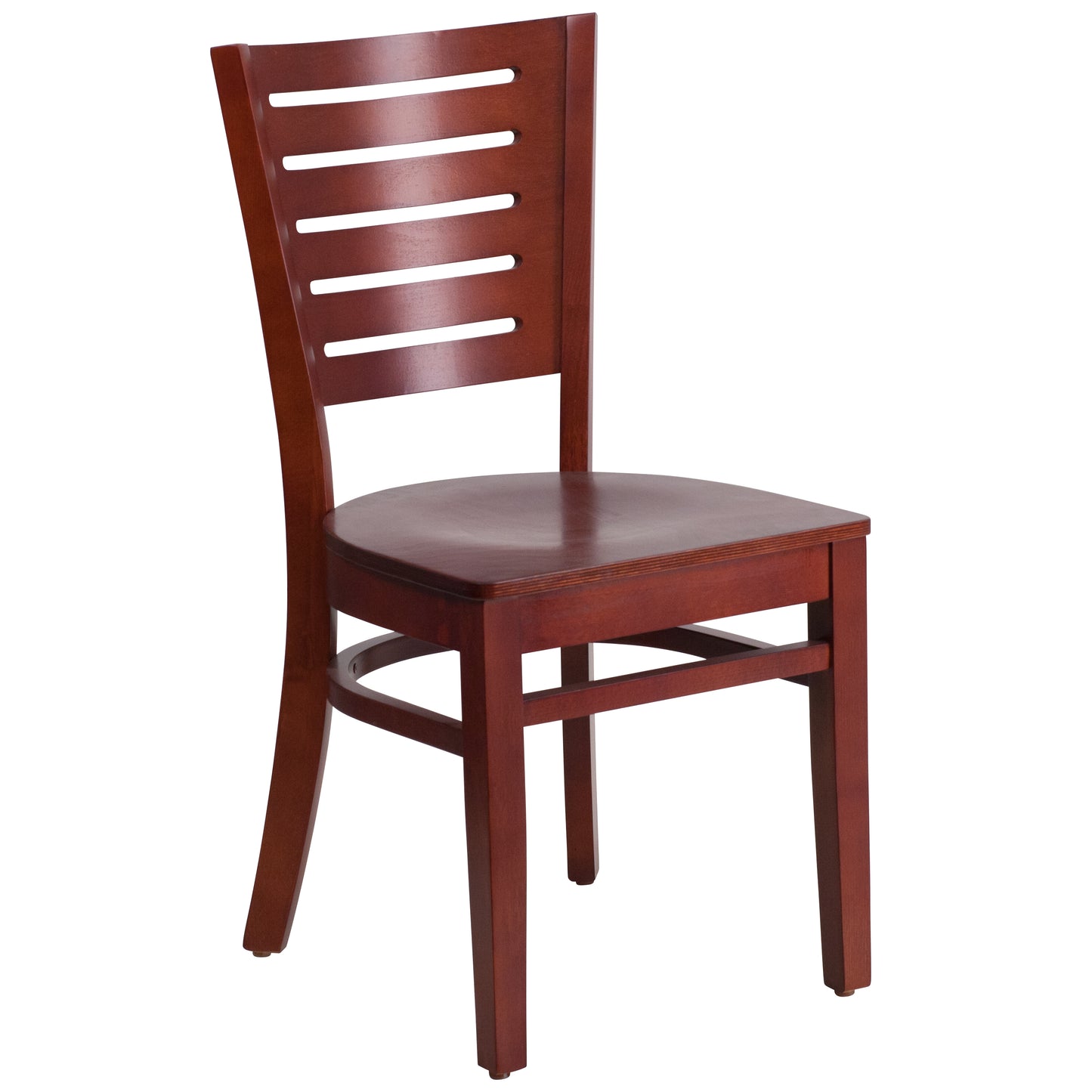 Mahogany and Walnut Wood Dining Chair with Vinyl Upholstery