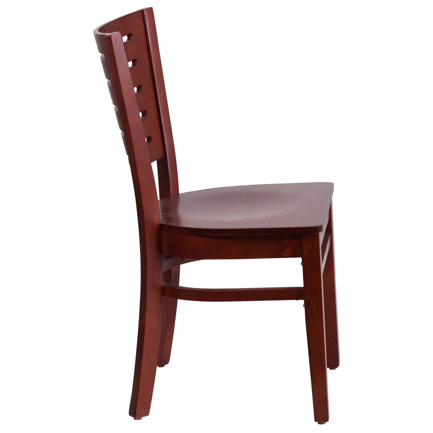 Mahogany and Walnut Wood Dining Chair with Vinyl Upholstery