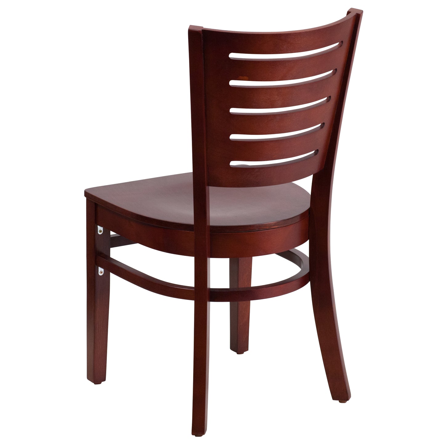 Mahogany and Walnut Wood Dining Chair with Vinyl Upholstery