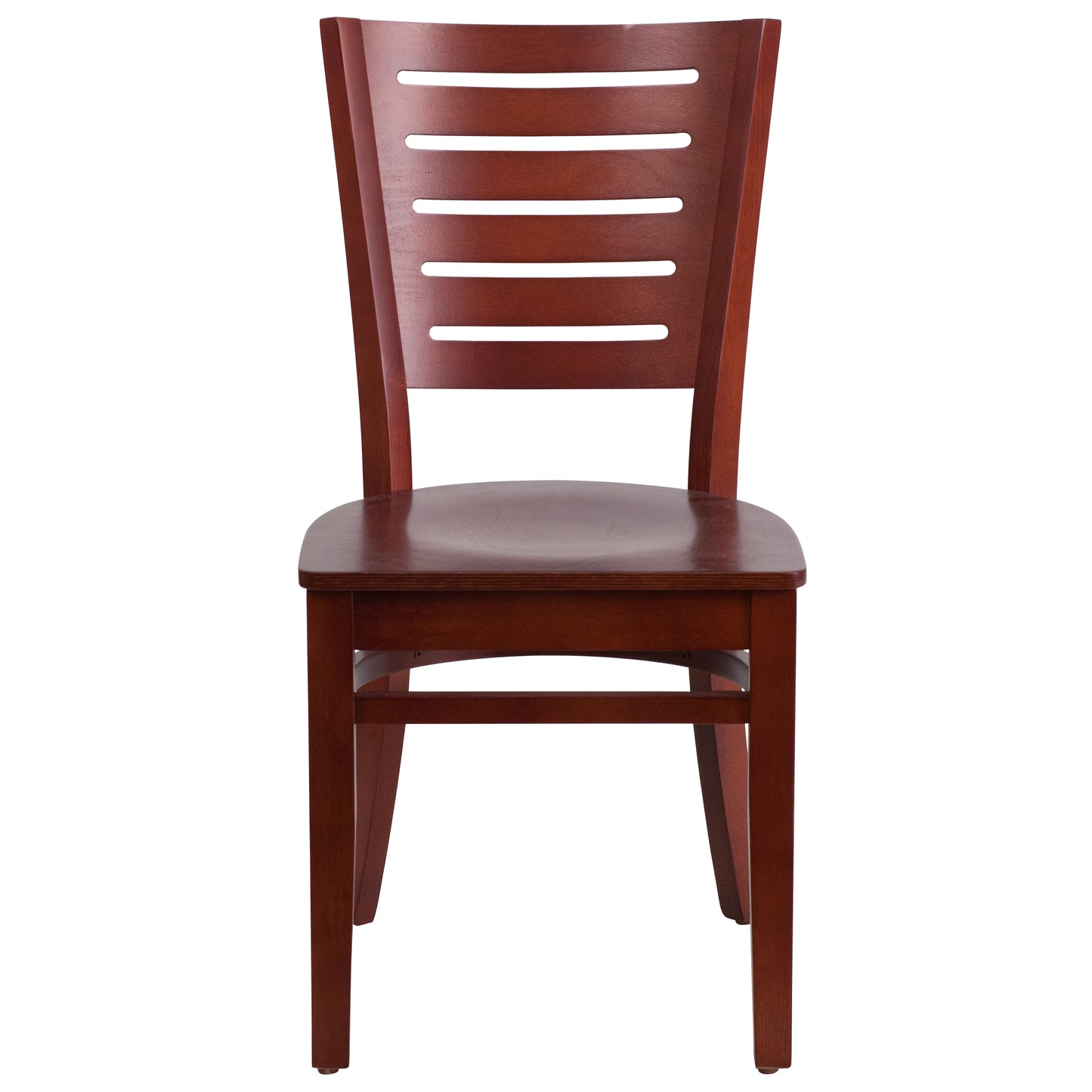 Mahogany and Walnut Wood Dining Chair with Vinyl Upholstery