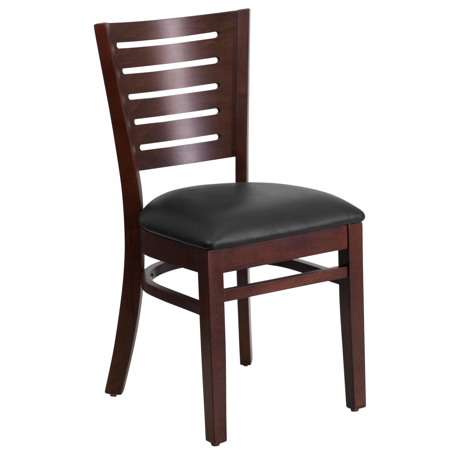 Mahogany and Walnut Wood Dining Chair with Vinyl Upholstery