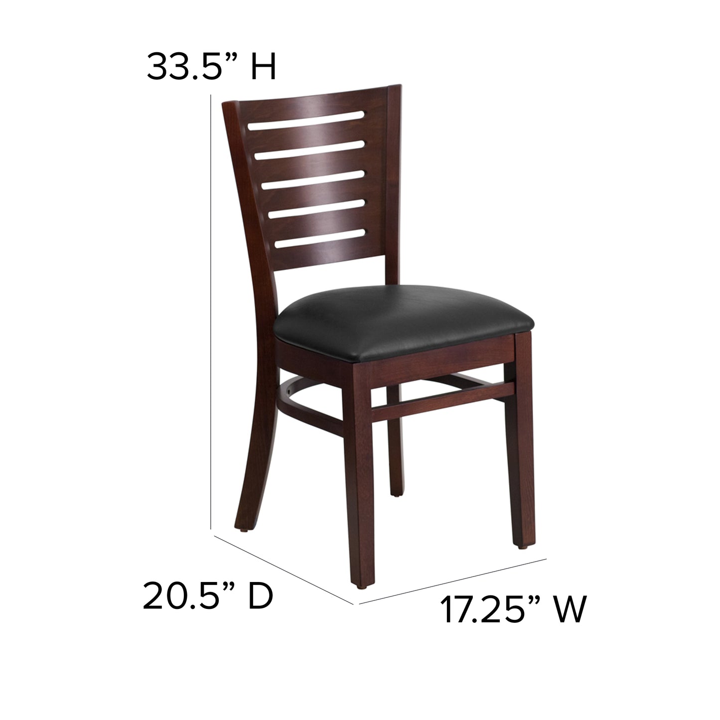 Mahogany and Walnut Wood Dining Chair with Vinyl Upholstery