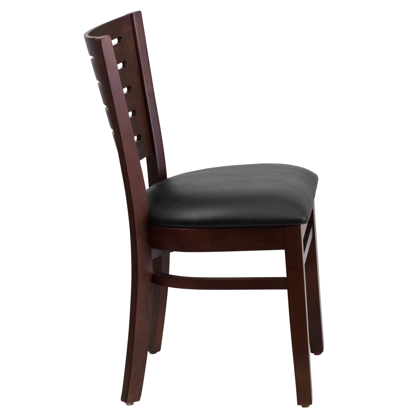 Mahogany and Walnut Wood Dining Chair with Vinyl Upholstery