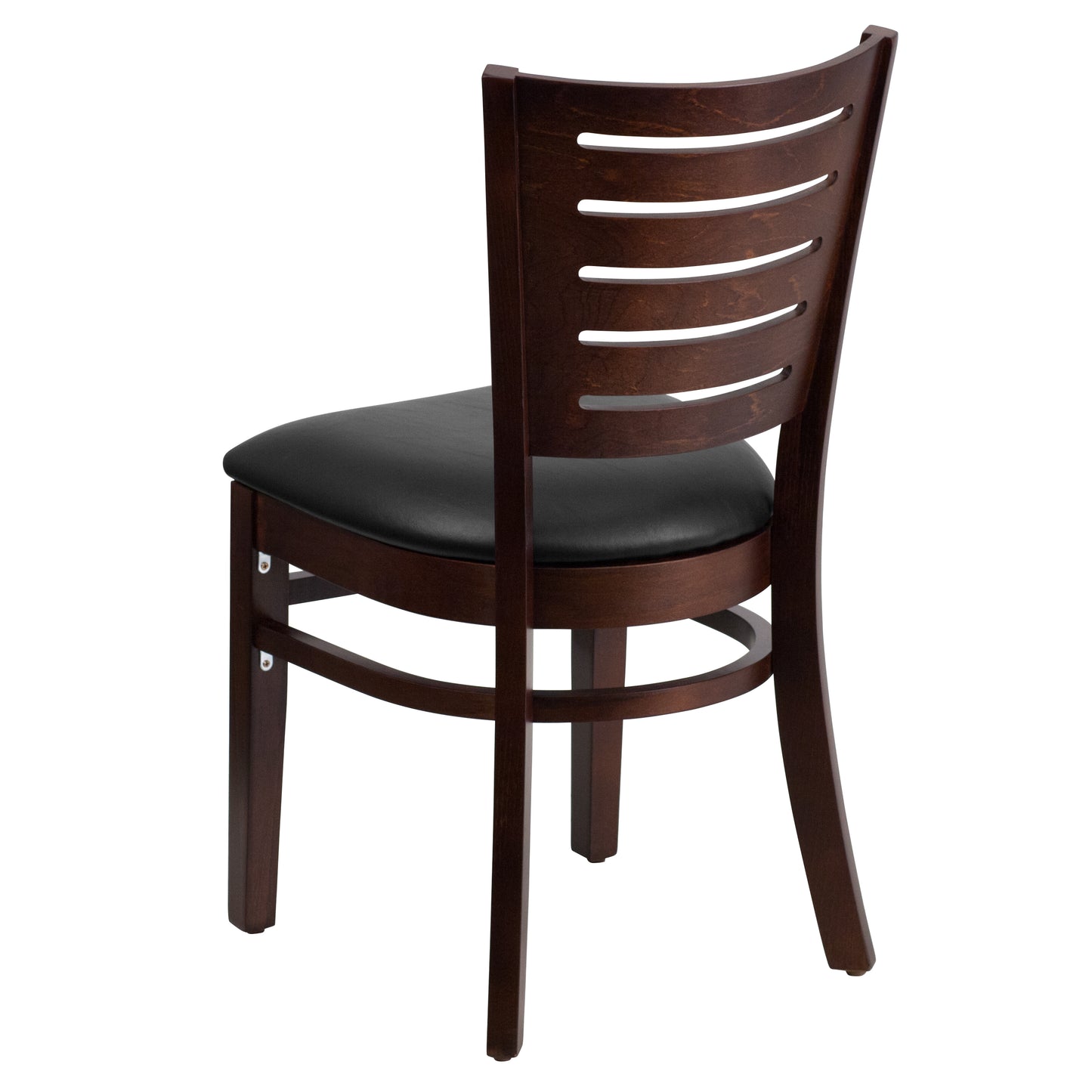 Mahogany and Walnut Wood Dining Chair with Vinyl Upholstery