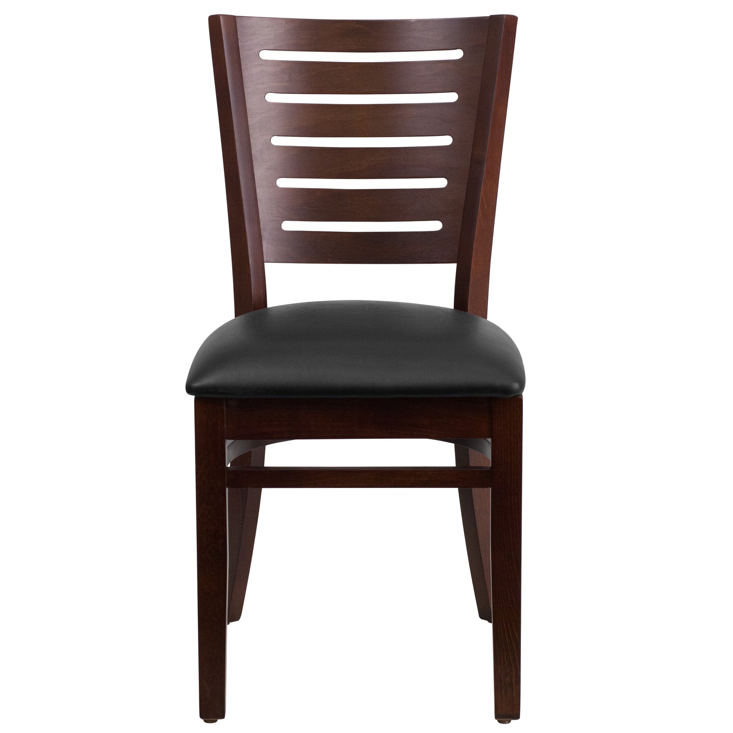 Mahogany and Walnut Wood Dining Chair with Vinyl Upholstery