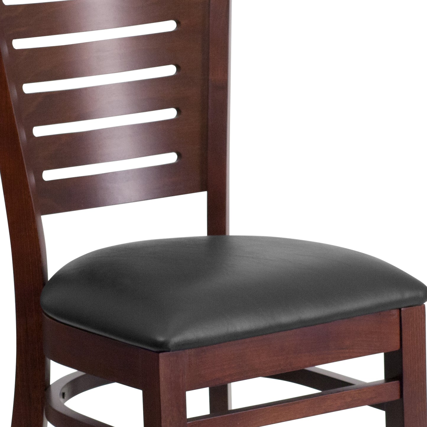 Mahogany and Walnut Wood Dining Chair with Vinyl Upholstery