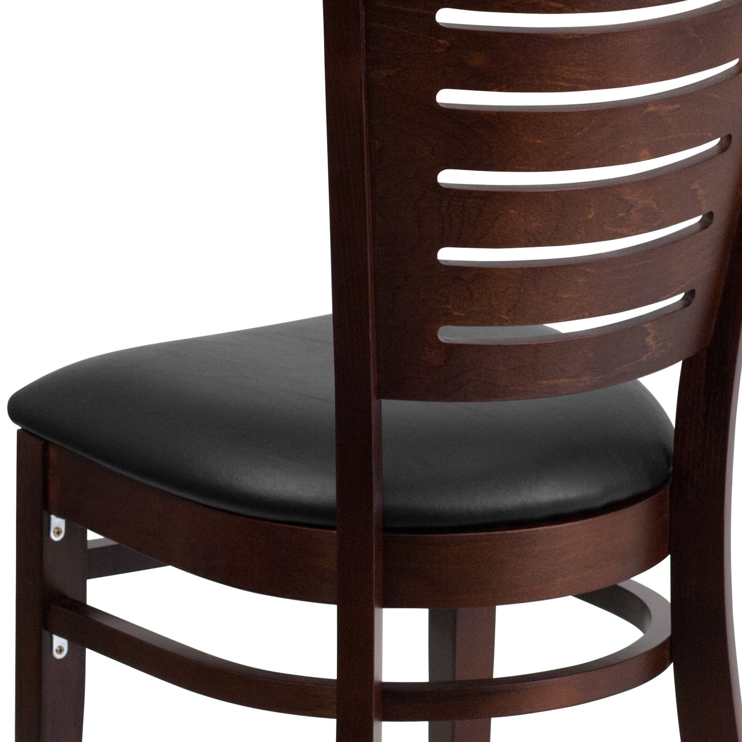 Mahogany and Walnut Wood Dining Chair with Vinyl Upholstery