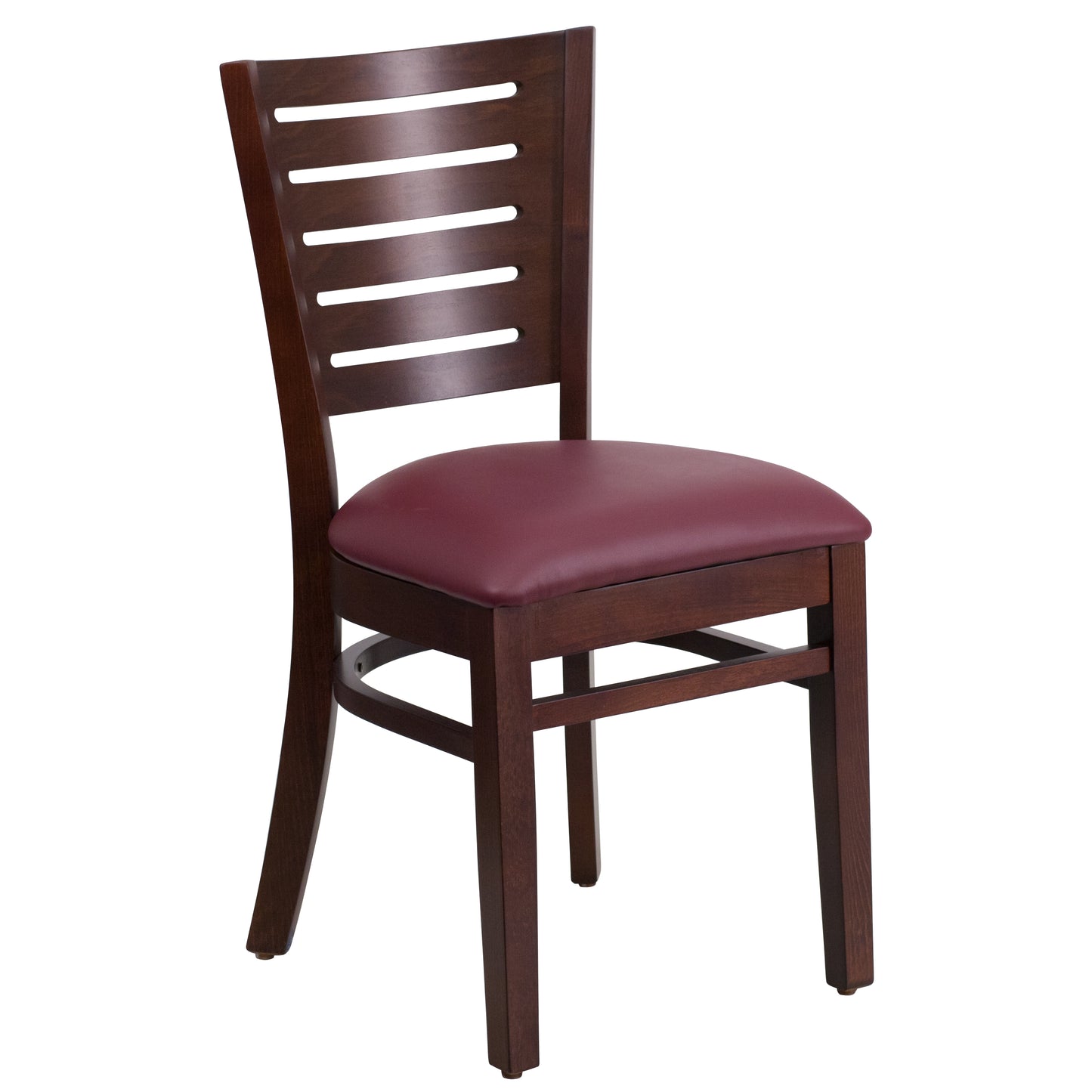 Mahogany and Walnut Wood Dining Chair with Vinyl Upholstery