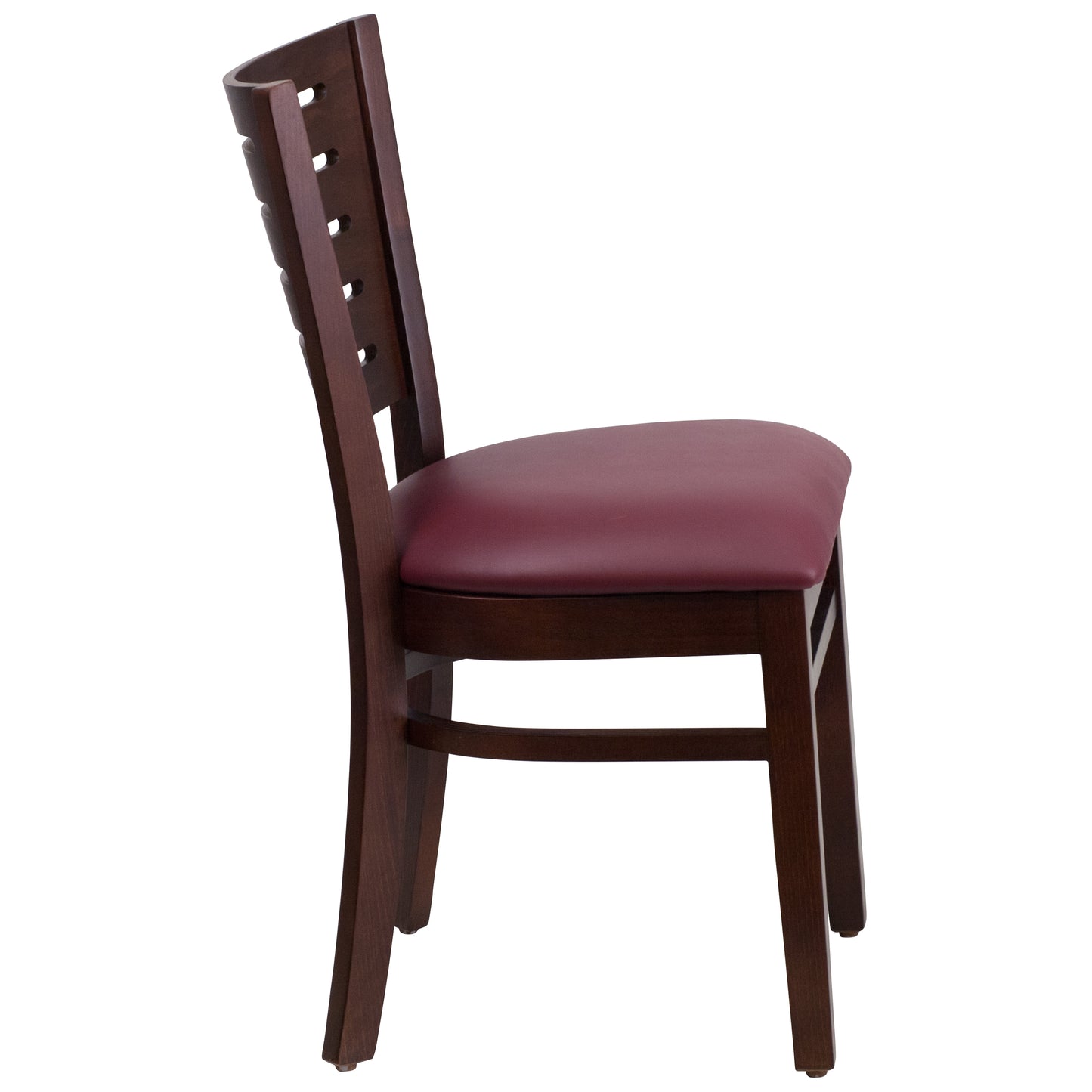 Mahogany and Walnut Wood Dining Chair with Vinyl Upholstery