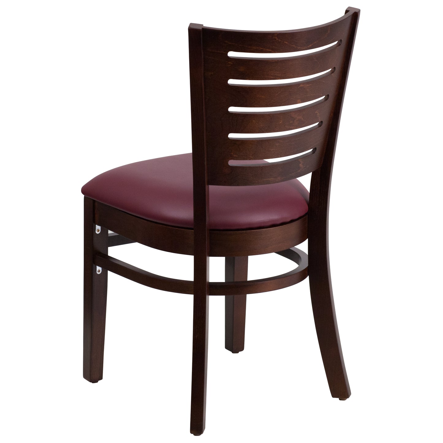 Mahogany and Walnut Wood Dining Chair with Vinyl Upholstery