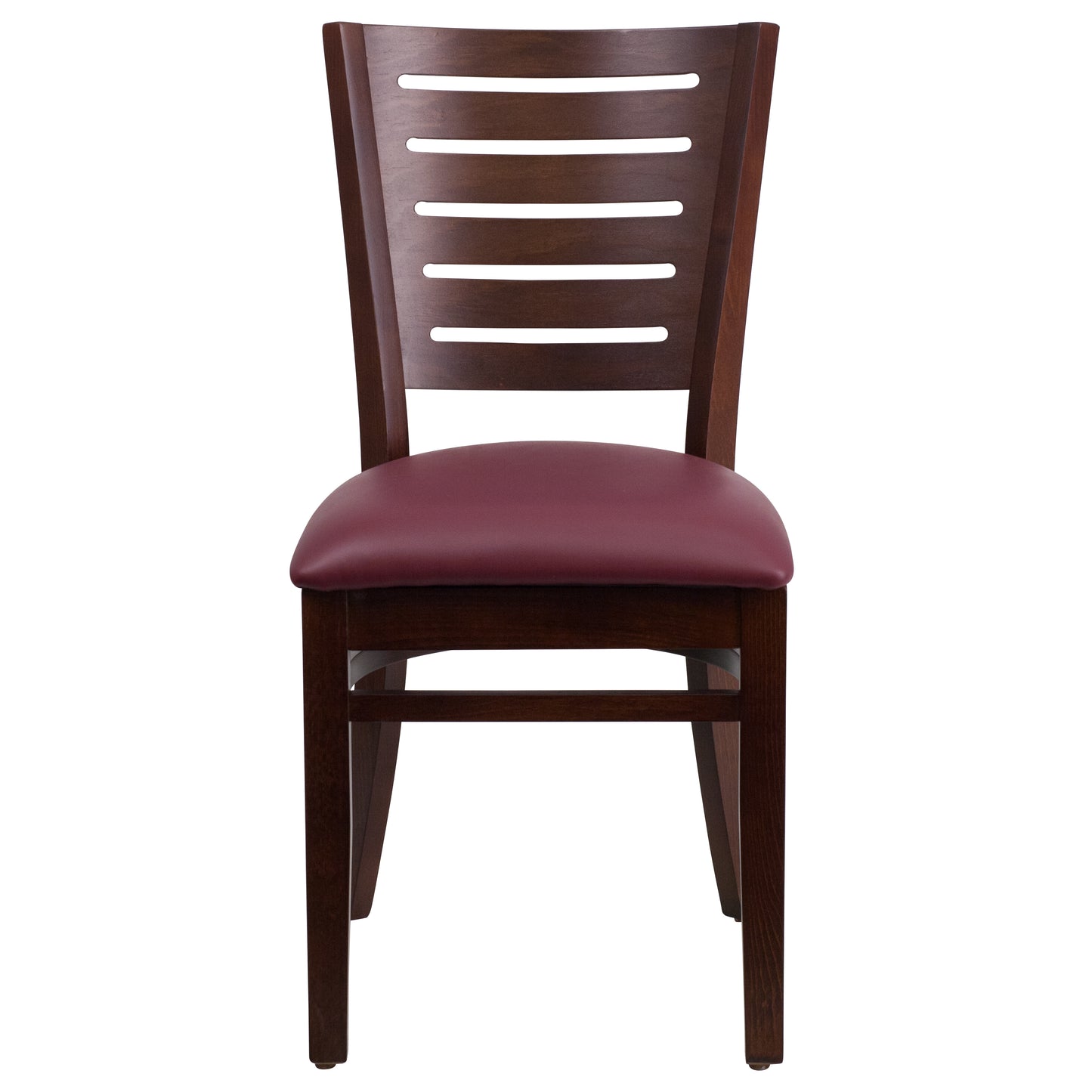 Mahogany and Walnut Wood Dining Chair with Vinyl Upholstery