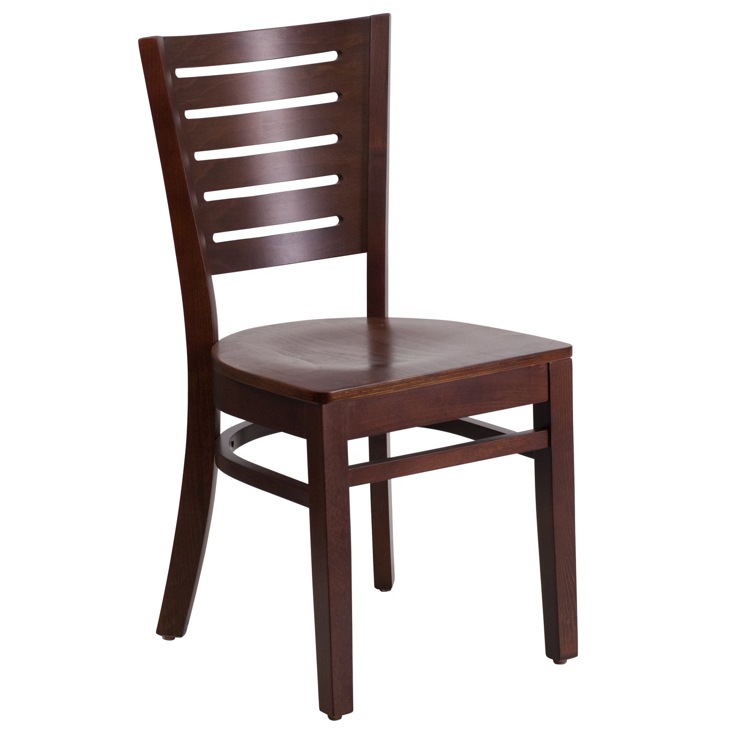 Mahogany and Walnut Wood Dining Chair with Vinyl Upholstery